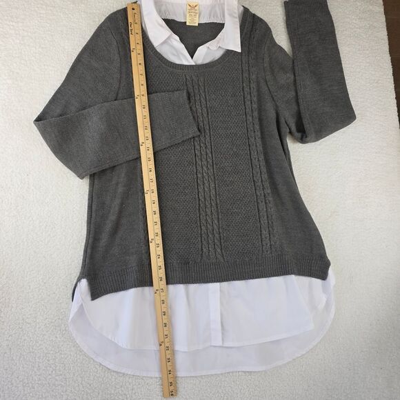 Faded Glory Women's Gray Knit Sweater with White Collared Shirt Layer Size XXL - Picture 13 of 15